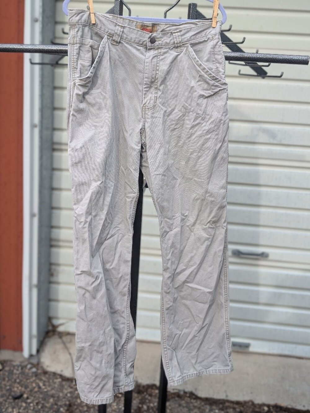 Old Navy Distressed Painter Pants 33x32 Khaki Cotton Baggy Carpenter Wide Y2K